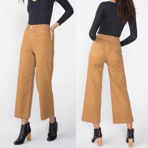 Anthropologie Unpublished Gemma Wide Leg Crop Pants Mustard Women’s Size 30